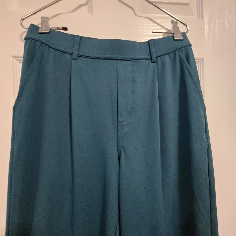 Halara‎ Women's High Rise Wide Straight Leg Pants Teal Size Medium - Picture 3 of 11